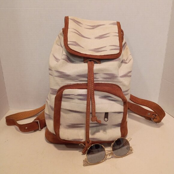 Boutique Brand DRIFTLESS STYLE Print Tan Denim w Tan Nubuck Leather Backpack main image 14